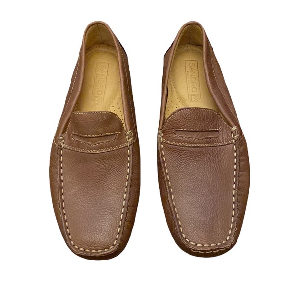 Sandro Moscoloni Leather Penny Loafer Caramel Driving Slippers 9.5 - Picture 4 of 11